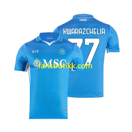 Fotballdrakt SSC Napoli Khvicha Kvaratskhelia 77 Hjemmetrøye 2024-2025 Kortermet